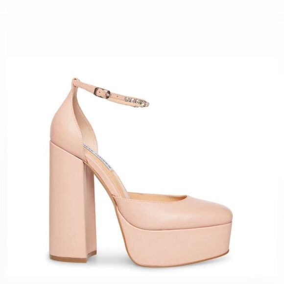NWT Steve Madden Bangle Blush Leather Ankle Strap High Platform Pump in Blush 10 - Picture 1 of 5